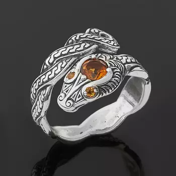 Кольцо цитрин (серебро 925 пр. оксидир.) огранка (регулируемый) размер 17