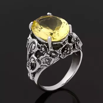 Кольцо цитрин (серебро 925 пр. оксидир.) размер 17,5