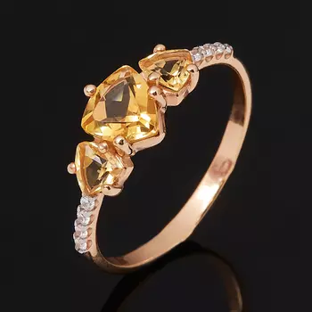 Кольцо цитрин (серебро 925 пр. позолота) огранка размер 18