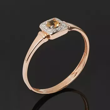 Кольцо цитрин (серебро 925 пр. позолота) огранка размер 17,5