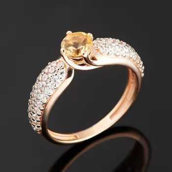 Кольцо цитрин (серебро 925 пр. позолота) огранка размер 17