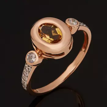 Кольцо цитрин (серебро 925 пр. позолота) огранка размер 17