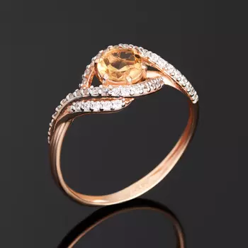 Кольцо цитрин (серебро 925 пр. позолота) огранка размер 18