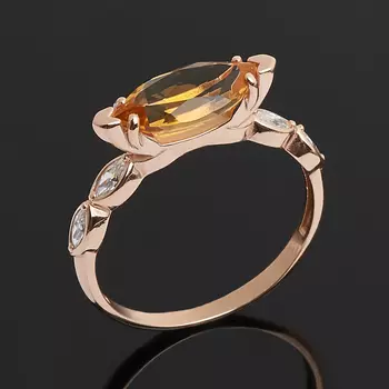 Кольцо цитрин (серебро 925 пр. позолота) огранка размер 18,5