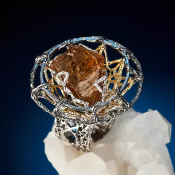 Кольцо цитрин (серебро 925 пр. позолота, родир. бел., родир. черн.) (регулируемый) размер 17,5