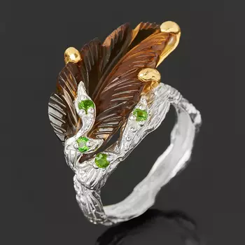 Кольцо цитрин (серебро 925 пр. позолота, родир. сер.) размер 17