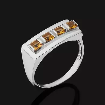 Кольцо цитрин (серебро 925 пр. родир. бел.) огранка размер 18