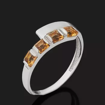 Кольцо цитрин (серебро 925 пр. родир. бел.) огранка размер 17