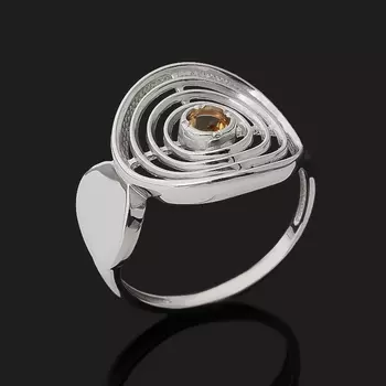 Кольцо цитрин (серебро 925 пр. родир. бел.) огранка размер 17