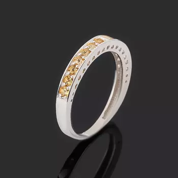 Кольцо цитрин (серебро 925 пр. родир. бел., эмаль) огранка размер 18,5