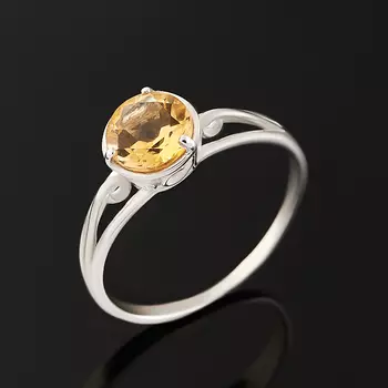 Кольцо цитрин (серебро 925 пр. родир. бел.) огранка размер 17