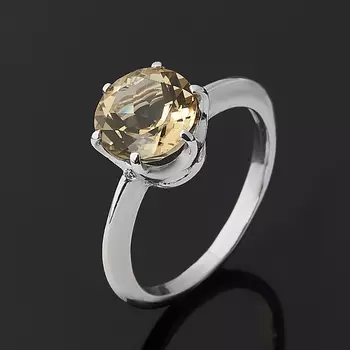 Кольцо цитрин (серебро 925 пр. родир. бел.) огранка размер 17,5