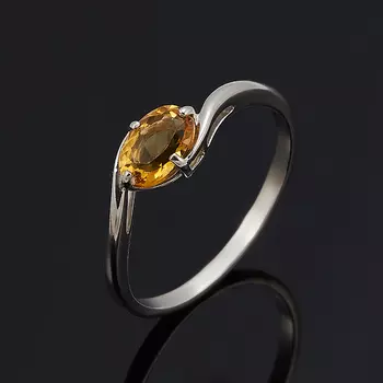 Кольцо цитрин (серебро 925 пр. родир. бел.) огранка размер 17,5