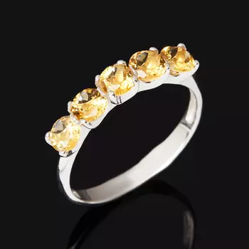 Кольцо цитрин (серебро 925 пр. родир. бел.) огранка размер 17,5