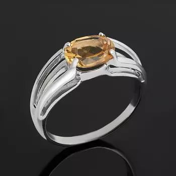 Кольцо цитрин (серебро 925 пр. родир. бел.) огранка размер 18,5