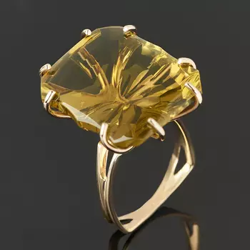 Кольцо цитрин (золото 585 пр.) огранка размер 16