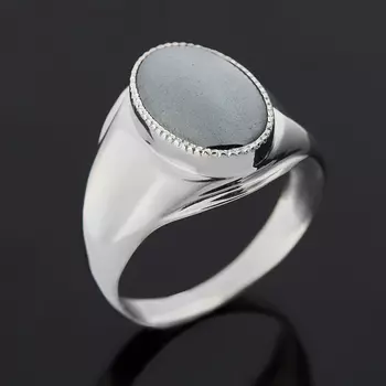 Кольцо гематит (серебро 925 пр. родир. бел.) размер 20,5