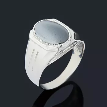 Кольцо гематит (серебро 925 пр. родир. бел.) размер 20,5