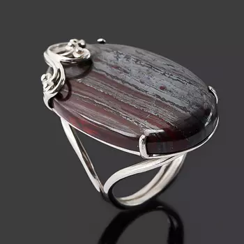 Кольцо гематит (серебро 925 пр. родир. бел.) размер 18