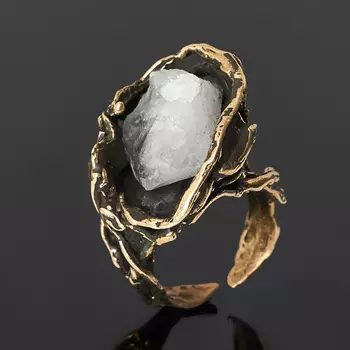 Кольцо горный хрусталь (бронза) (регулируемый) размер 17,5