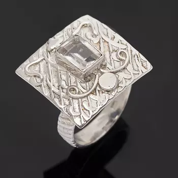 Кольцо горный хрусталь огранка (серебро 925 пр.) размер 17