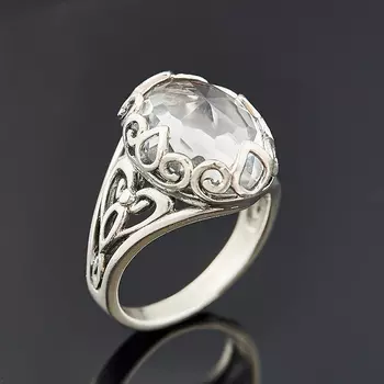 Кольцо горный хрусталь огранка (серебро 925 пр.) размер 18