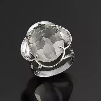 Кольцо горный хрусталь огранка (серебро 925 пр.) размер 18,5