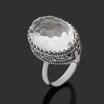 Кольцо горный хрусталь (серебро 925 пр.) огранка размер 17,5