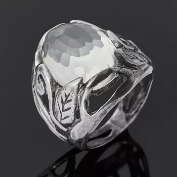 Кольцо горный хрусталь (серебро 925 пр. оксидир.) огранка размер 17,5