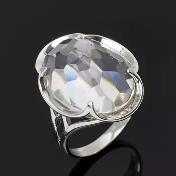 Кольцо горный хрусталь (серебро 925 пр. родир. бел.) огранка размер 17,5