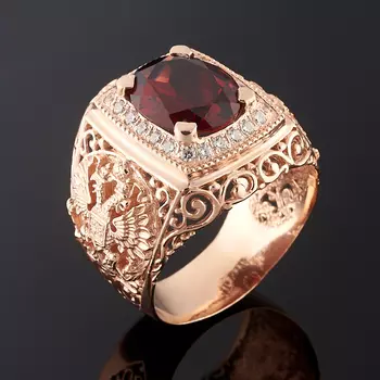 Кольцо гранат альмандин огранка (серебро 925 пр., позолота) размер 20,5