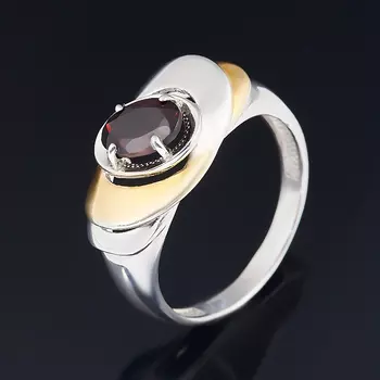 Кольцо гранат альмандин огранка (серебро 925 пр. родир. бел. позолота) размер 17,5