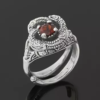 Кольцо гранат альмандин огранка (серебро 925 пр. оксидир.) размер 17,5 (регулируемый)