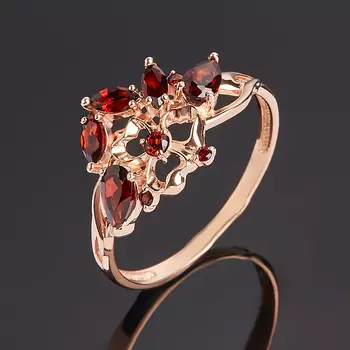 Кольцо гранат альмандин огранка (серебро 925 пр., позолота) размер 17