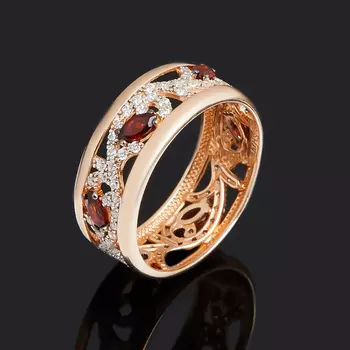 Кольцо гранат альмандин огранка (серебро 925 пр., позолота) размер 18