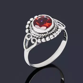 Кольцо гранат альмандин (серебро 925 пр. оксидир.) огранка размер 18