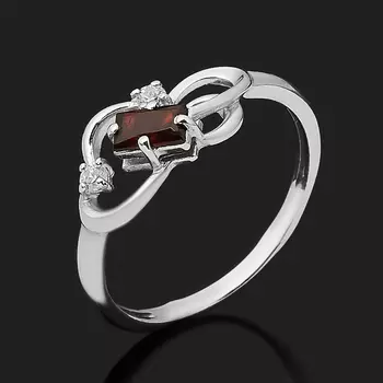 Кольцо гранат альмандин (серебро 925 пр. родир. бел.) огранка размер 17