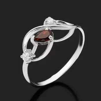 Кольцо гранат альмандин (серебро 925 пр. родир. бел.) огранка размер 17
