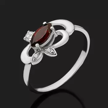 Кольцо гранат альмандин (серебро 925 пр. родир. бел.) огранка размер 17