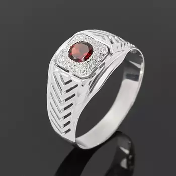 Кольцо гранат альмандин (серебро 925 пр. родир. бел.) огранка размер 20