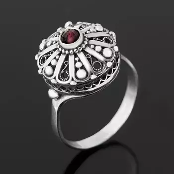 Кольцо гранат альмандин (серебро 925 пр. оксидир.) огранка размер 17