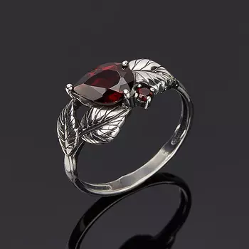 Кольцо гранат альмандин (серебро 925 пр. оксидир.) огранка размер 17