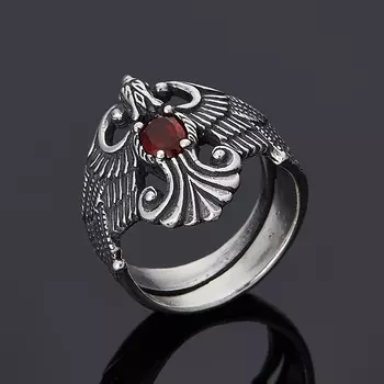 Кольцо гранат альмандин (серебро 925 пр. оксидир.) огранка (регулируемый) размер 16