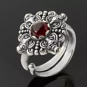 Кольцо гранат альмандин (серебро 925 пр. оксидир.) размер 18 (регулируемый)