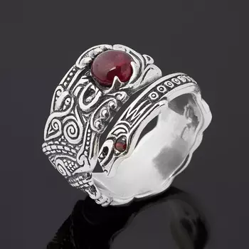 Кольцо гранат альмандин (серебро 925 пр. оксидир.) (регулируемый) размер 18