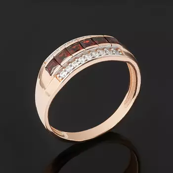 Кольцо гранат альмандин (серебро 925 пр. позолота) огранка размер 17,5