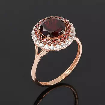 Кольцо гранат альмандин (серебро 925 пр. позолота) огранка размер 18