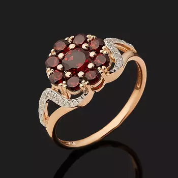 Кольцо гранат альмандин (серебро 925 пр. позолота) огранка размер 18,5