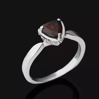 Кольцо гранат альмандин (серебро 925 пр. родир. бел.) огранка размер 17