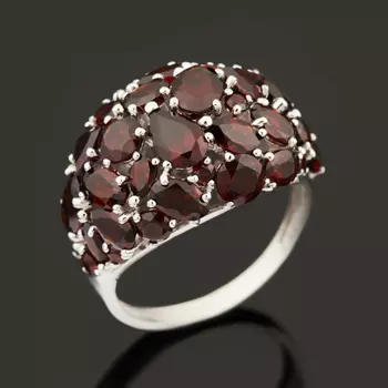 Кольцо гранат альмандин (серебро 925 пр. родир. бел.) огранка размер 18,5